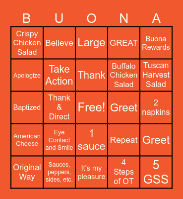 BUONA BINGO Card