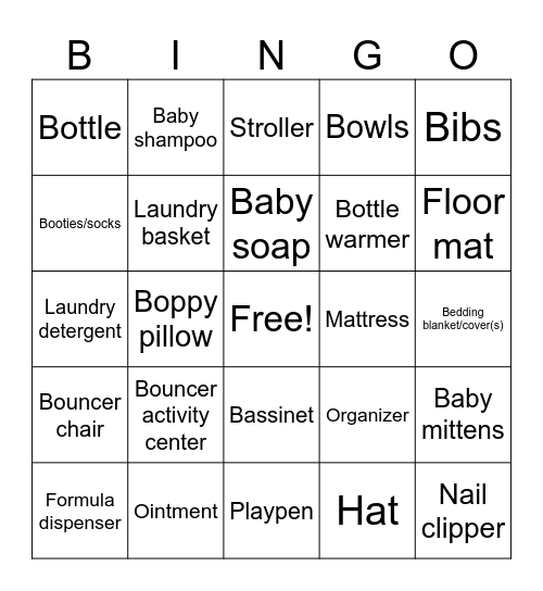 Baby BINGO Card