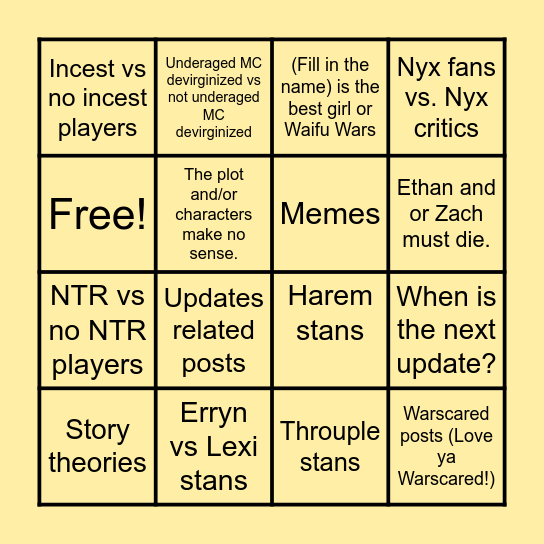 F95 INTERTWINED THREAD BINGO Card