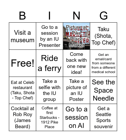 Seattle Bingo Card