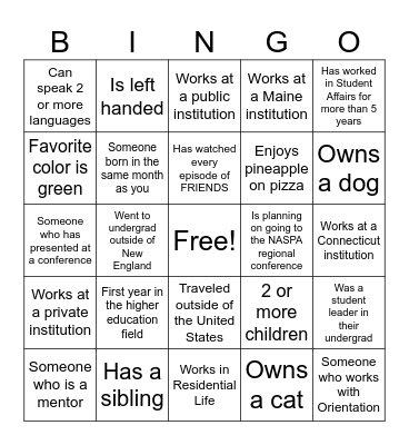 NPMI Bingo Card