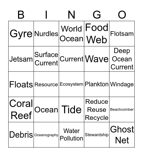 Ocean Bingo Card