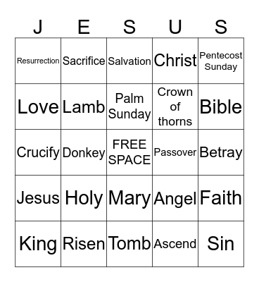 Resurrection Bingo Card