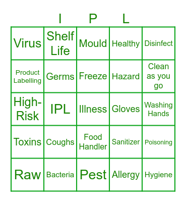 Food Safety Bingo! Bingo Card