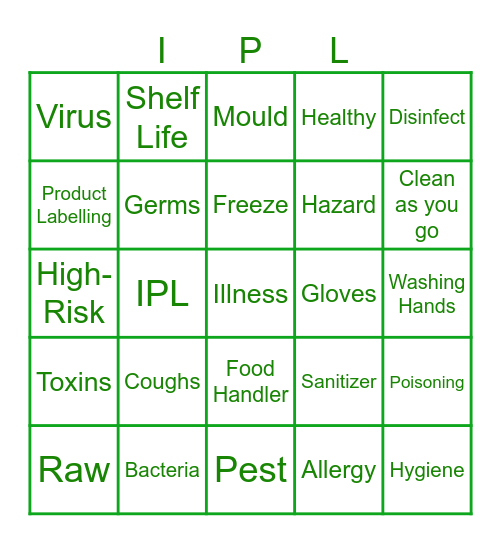 Food Safety Bingo! Bingo Card