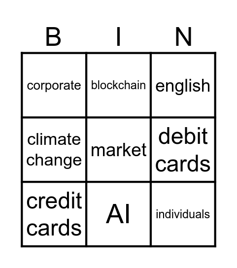 Citibank Bingo Card