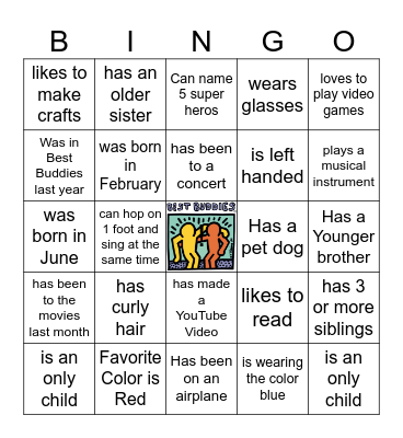 Best Buddies Bingo Card