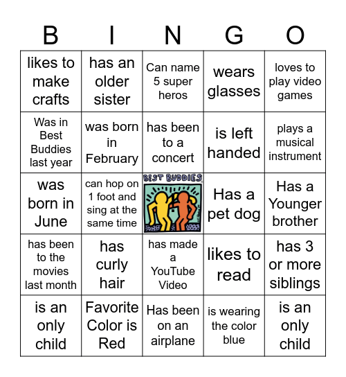 Best Buddies Bingo Card