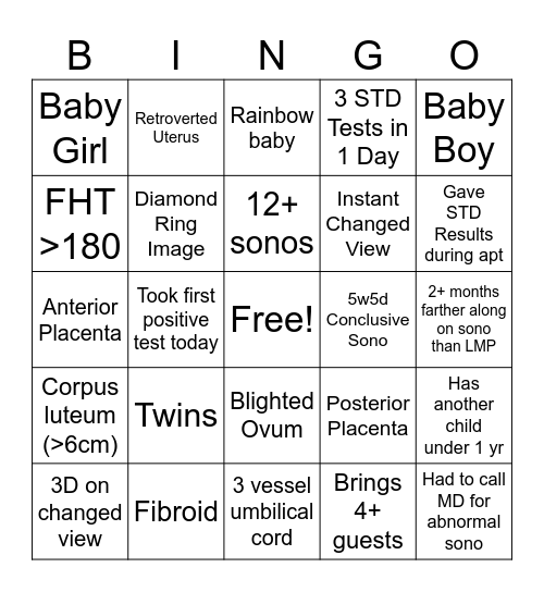 NOVEMBER SONOGO Bingo Card