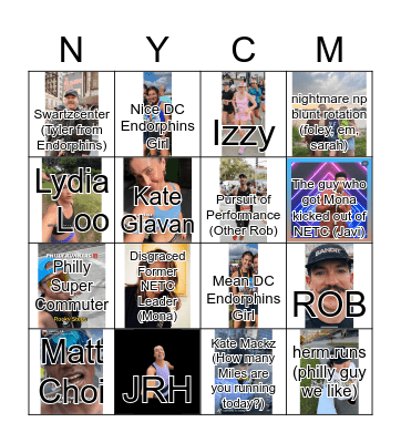 2023 NYCM Runfluencer Bingo Card