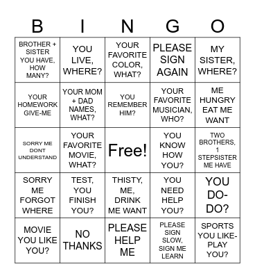 ASL UNIT 2 GRAMMAR PRACTICE Bingo Card