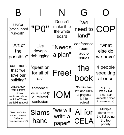 AI4G Bingo Card