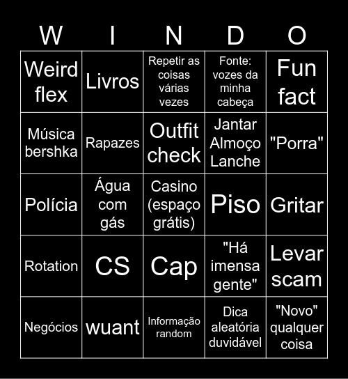 WINDOH BINGOH Bingo Card