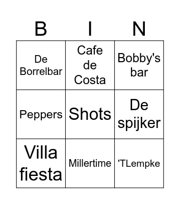 Kroegenbingo Card