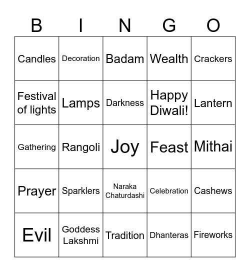 DIWALI BINGO Card