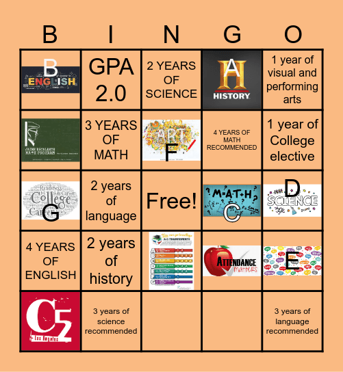 A G High School Requirements Bingo Card a-g-high-school-requirements-bingo-card