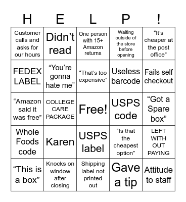 UPS STORE Bingo Card