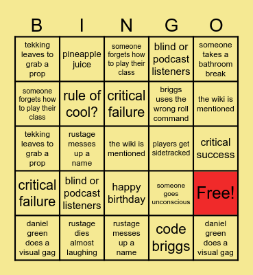 Rustage DnD: Isekai Bingo Card