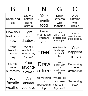 Art Journaling Bingo Card