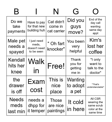 CSR Bingo Card