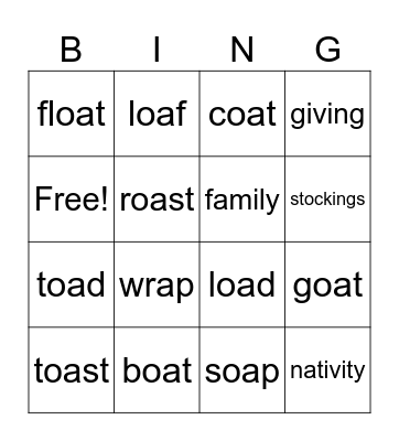 4th Spelling Bingo Card