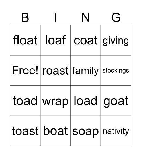 4th Spelling Bingo Card