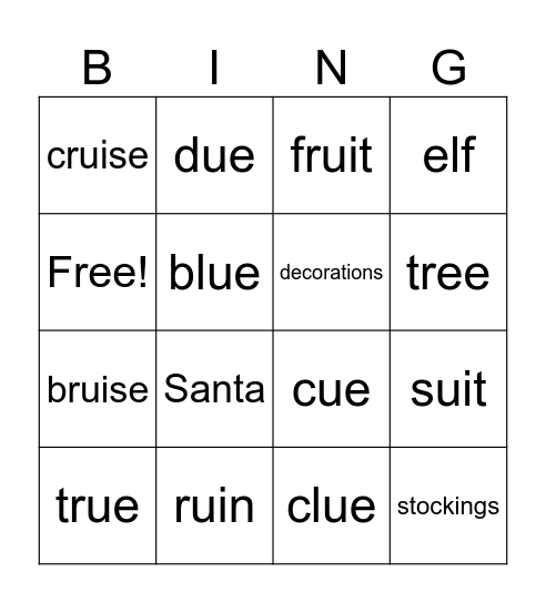 4th Spelling Bingo Card