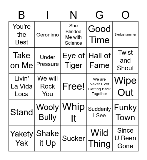 Music Bingo #2 Bingo Card