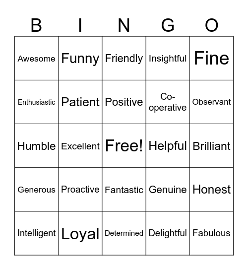 Power of Great Service Bingo Card