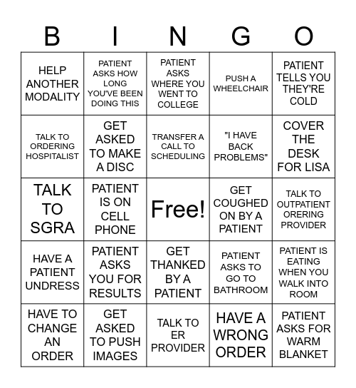 RAD TECH WEEK BINGO Card