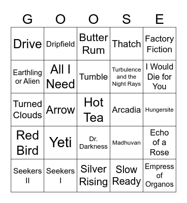 GOOSE Bingo Card