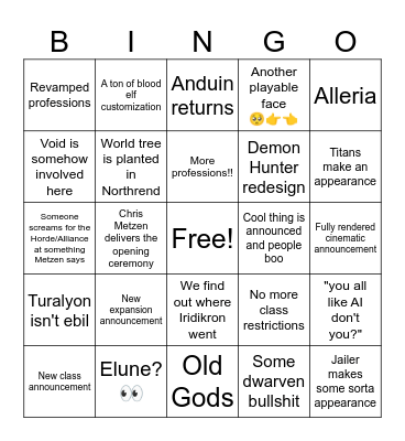 Blizzcon 2023 Bingo Card