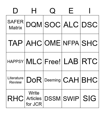 DHQEI Bingo Card