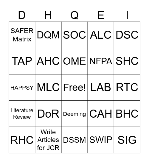 DHQEI Bingo Card