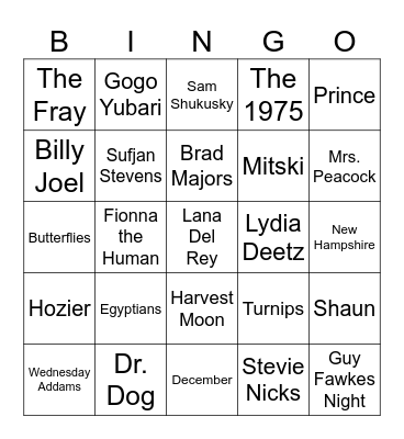 Autumn Vibes & Liz's Past Costumes Bingo Card