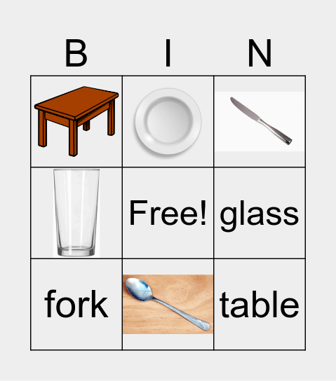 Setting the Table Bingo Card