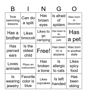 Girl Scout Get to Know You Bingo Card