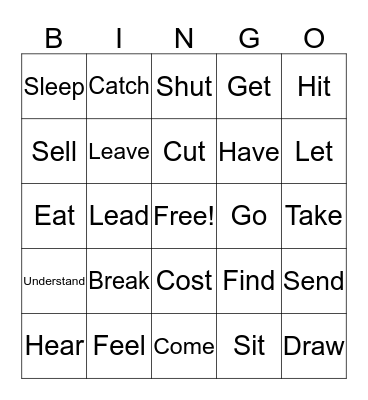 Irregular Verbs Bingo Card