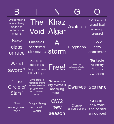 Blizzcon 2023 Bingo Card