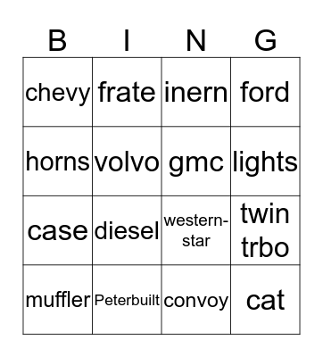 semis Bingo Card