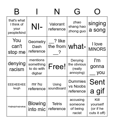 JAMES Bingo Card