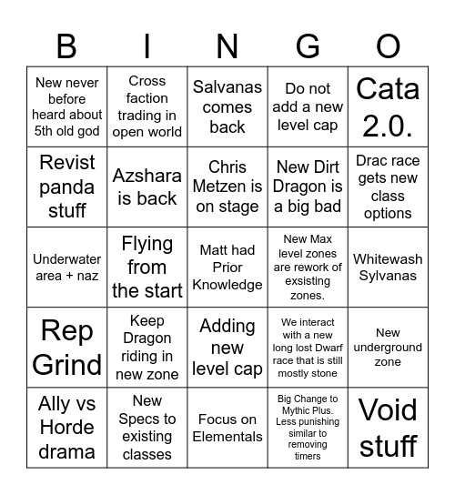 11.0 Bingo Card
