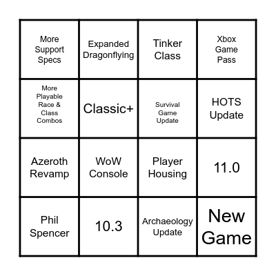 Blizzcon 2023 Bingo Card