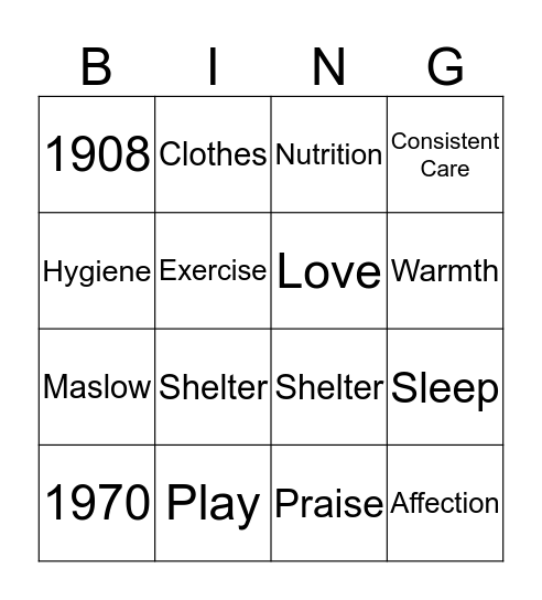 Recap Unit 4 Bingo Card