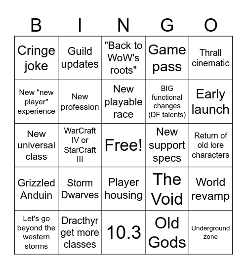 Lifeblood BlizzCon 2023 Bingo Card