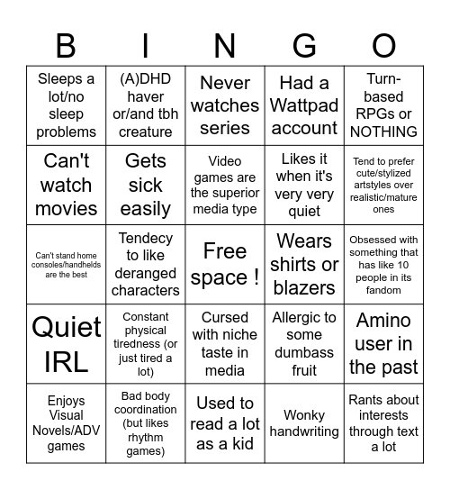 le bingo de Naurelcti (2023) Bingo Card