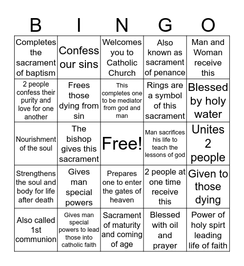 church Bingo Card
