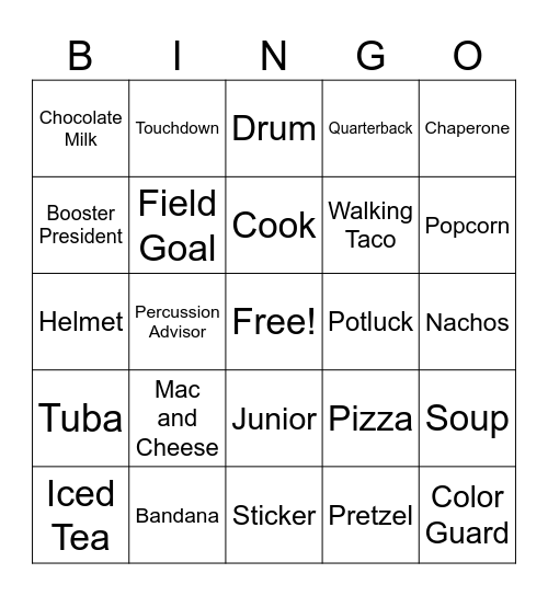 MARCHING BAND BINGO Card