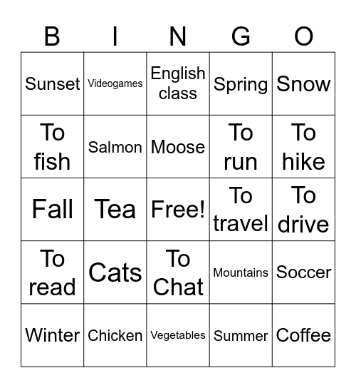 Do you like? Bingo Card