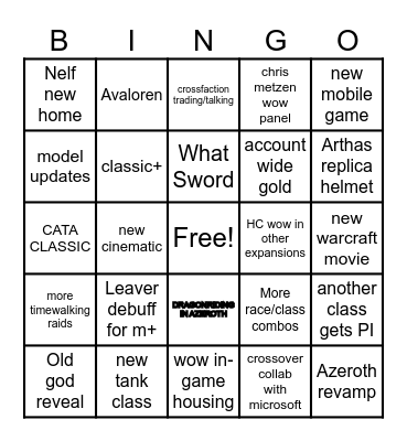 WoW blizzcon bingo 2023 Bingo Card